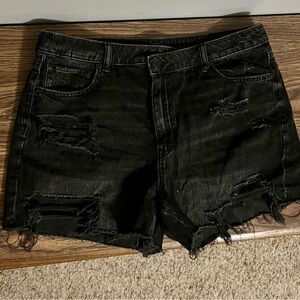 American Eagle black denim shorts